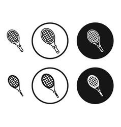 Racquet Icon Set In Black And White Outlines