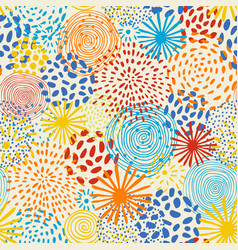 Abstract Hand Drawn Fireworks Seamless Pattern