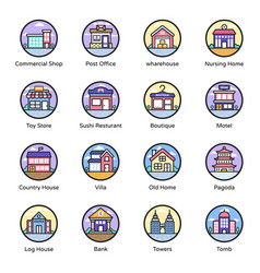 Building And Infrastructure Flat Icons Pack