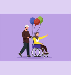 Cartoon Flat Style Drawing Disability People Arab