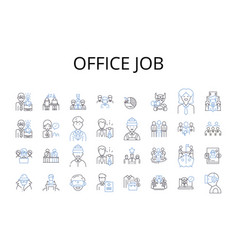 Office Job Line Icons Collection Desk Duty