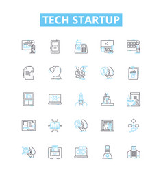 Tech Startup Line Icons Set Startup