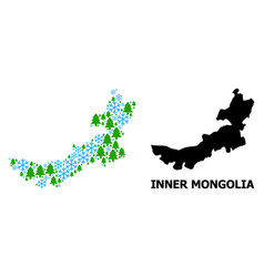 Winter Collage Map Inner Mongolia With Snow