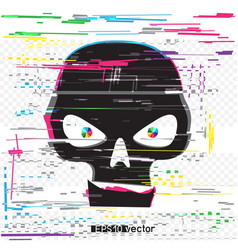 Black Glitch Hacker Skull