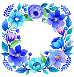 Watercolor Frame Of Blue Flowers In The Style