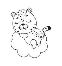 Coloring Page Cute Little Cheetah Sleeping