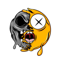 Scary Half Skull Emoticon With Open Mouth