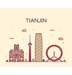 Tianjin Skyline Line Art