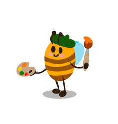 Cartoon Bee Artist With Palette And Brush