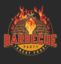 Barbecue Party Detailed Colorful Emblem