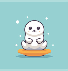 Cute Little Polar Bear Sitting On A Plate