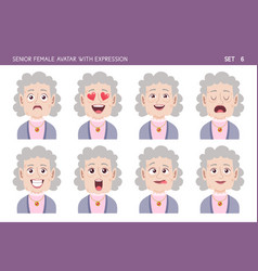 Senior Woman Avatar With Expressions