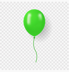 Single Green Balloon With Ribbon On Transparent