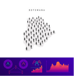 Botswana People Map Detailed Silhouette Mixed