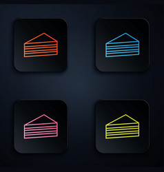 Color Neon Line Cake Icon Isolated On Black