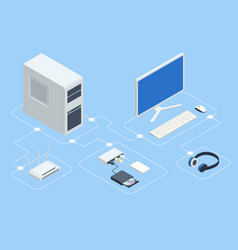 Isometric Digital Devices Home Computer Network