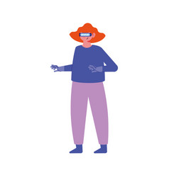 Woman Standing Using Metaverse