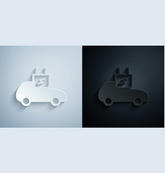 Paper Cut Electric Car And Electrical Cable Plug