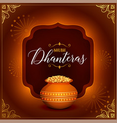 Shubh Dhanteras Wishes Card With Golden Coin