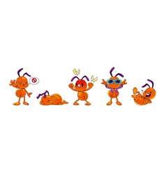 Cute Ant Cartoon Character In Different Poses