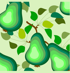 Fresh Green Pears With Leaves Ornament Wall Paper