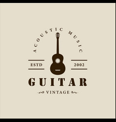 Acoustic Guitar Logo Vintage Template Icon