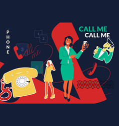 Call Me Phone Flat Collage Composition