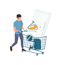 Man With Shopping Cart Full Of Home Appliances