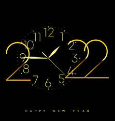 2022 New Year Greeting Card With Golden Clock