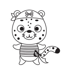 Coloring Page Cute Little Pirate Cheetah