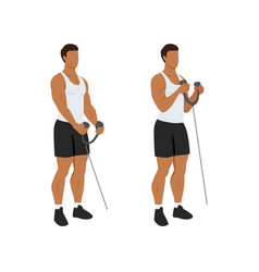 Man Doing Rope Bicep Hammer Curl Flat