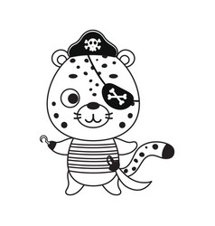 Coloring Page Cute Little Pirate Cheetah