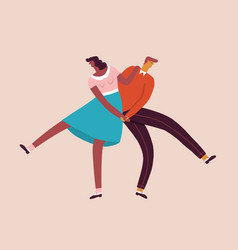 Dancing Characters Couple Card In Retro 50s Style