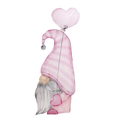 Pink Valentine Gnome With Balloon