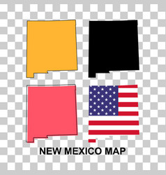 Set Of New Mexico Map United States America