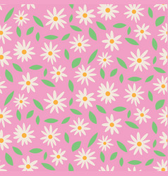 Daisy Flowers On Pink Background Seamless Pattern