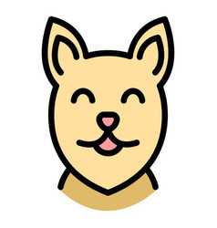 Happy Dog Face Icon Color Outline