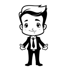 Cute Cartoon Man In A Suit Isolated On White