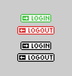 Pixel Art Button Login And Logout Design