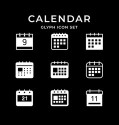 Set Glyph Icons Of Calendar