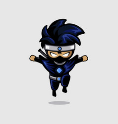 Blue Cartoon Little Ninja Jump High