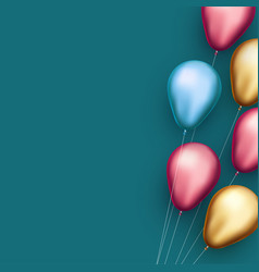 Blue Pink And Yellow Foil Balloons With Threads