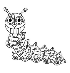 Robot Caterpillar Isolated Coloring Page For Kids