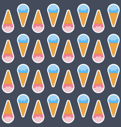 Pink Blue Scoop Of Sorbet Ice Cream Waffle Cone