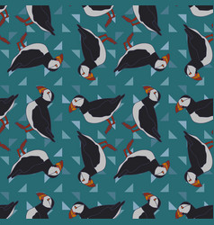 Seamless Pattern With Atlantic Puffin