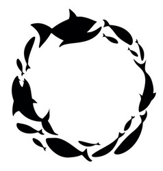 Black Fish Wreath Circle School Fish