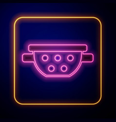 Glowing Neon Kitchen Colander Icon Isolated