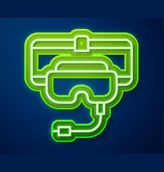 Glowing Neon Line Virtual Reality Glasses Icon