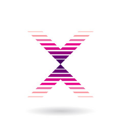 Magenta Striped Icon For Letter X