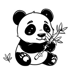 Panda Bear With Bamboo Isolated On A White